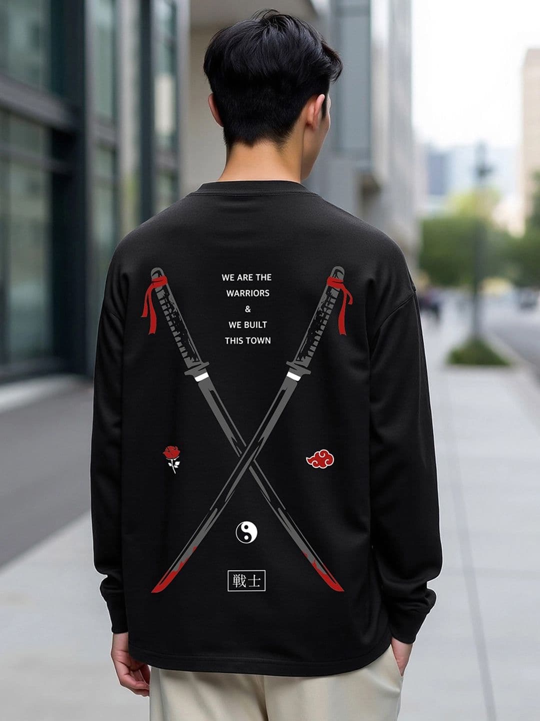Bewakoof Men Warriors Black Graphic Loose Printed Pure Cotton Oversized Fit T-shirt - view 1