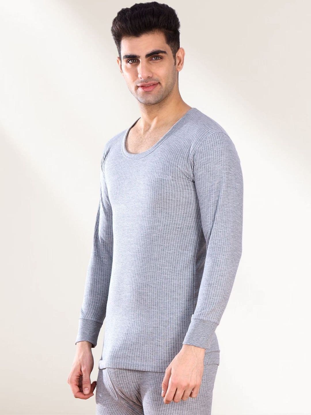 INFERNO Men Ribbed Round Neck Cotton Thermal Top - view 1