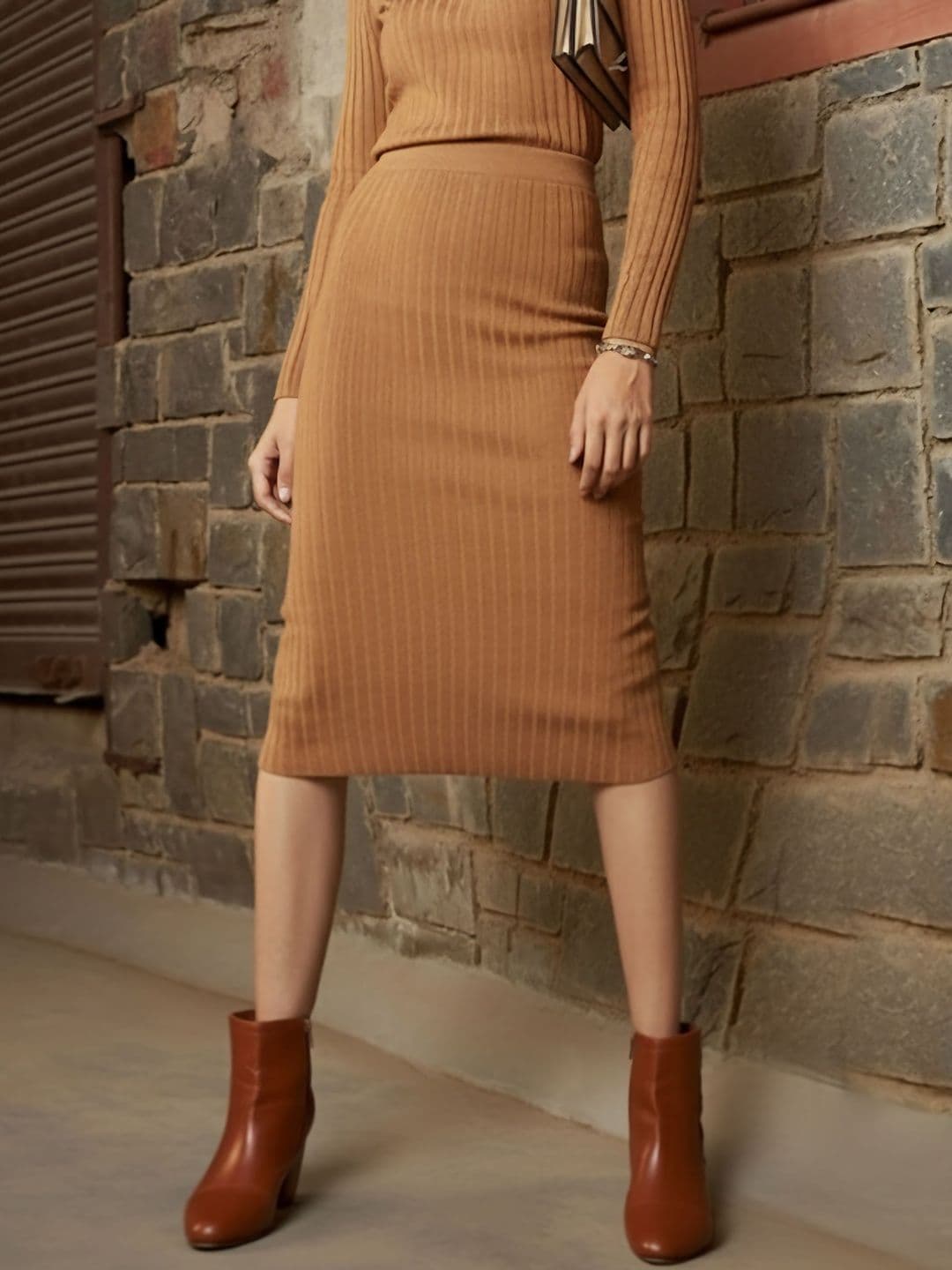 SASSAFRAS Rib Pencil Midi Skirt - view 1