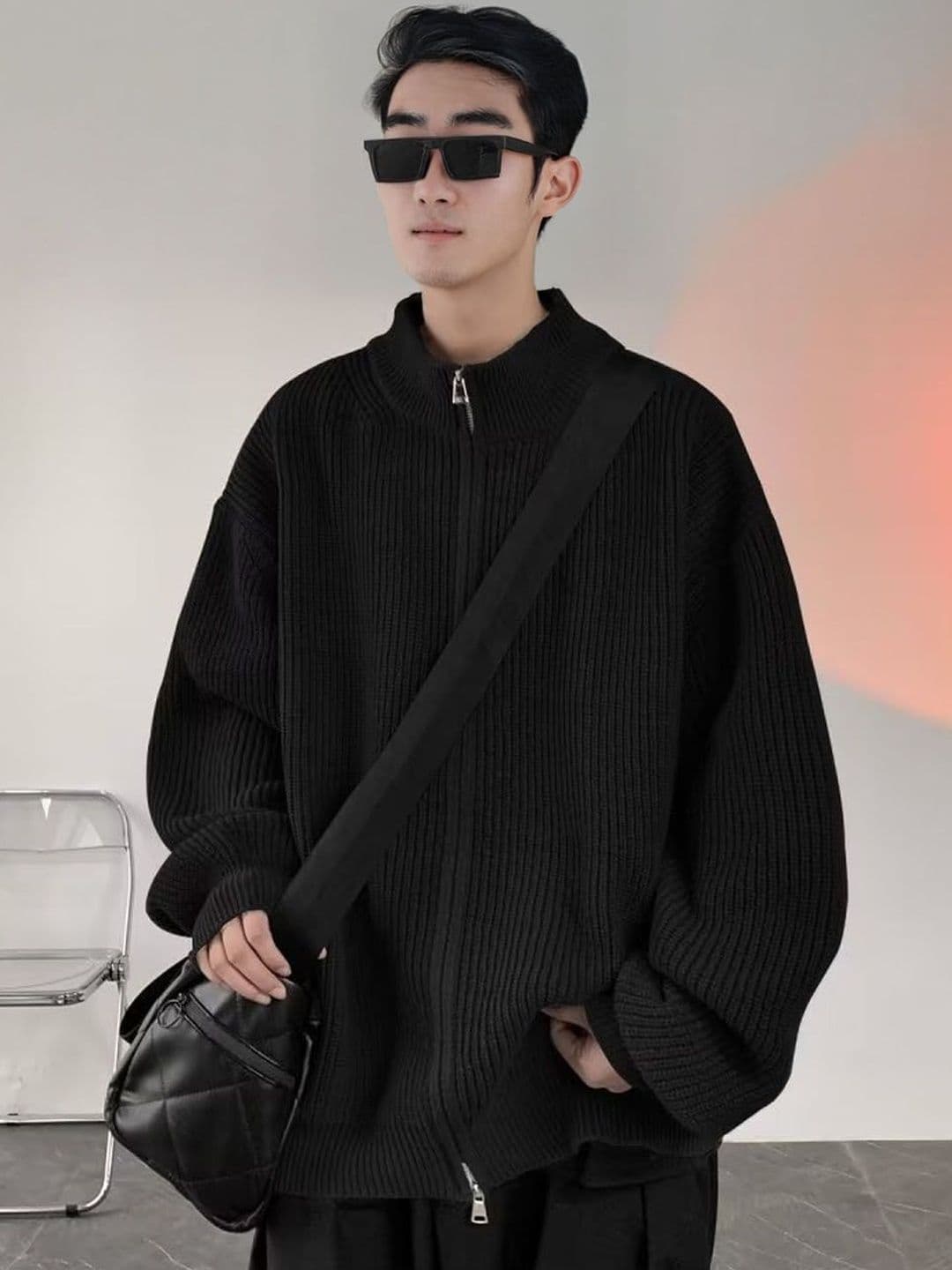 StyleCast Men Mock Collar Solid Open Front Jacket - view 1
