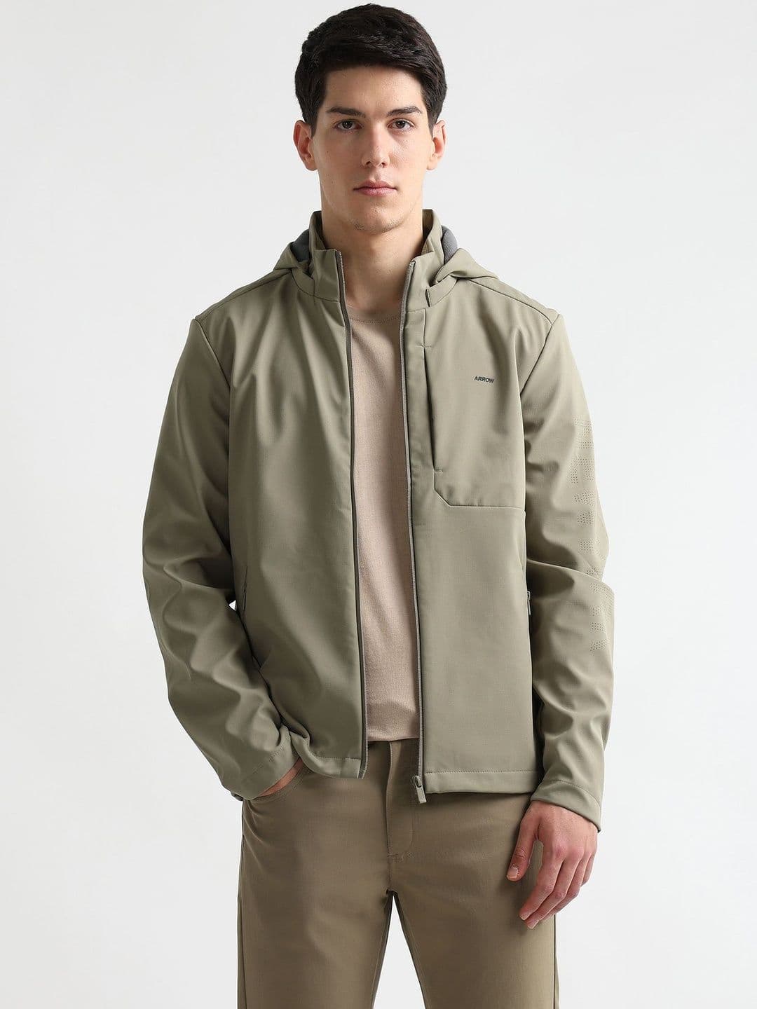 Arrow New York Hooded Long Sleeves Windcheater Open Front Jacket - view 1