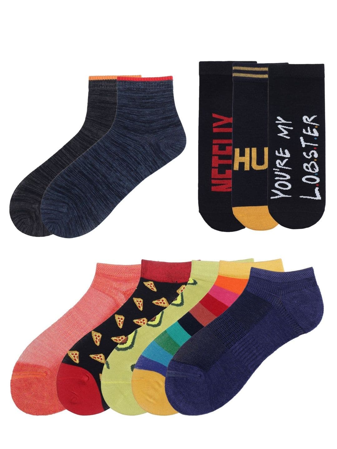 Soxytoes Unisex Pack Of 12 Patterned Cotton Ankle-Length Socks - view 1
