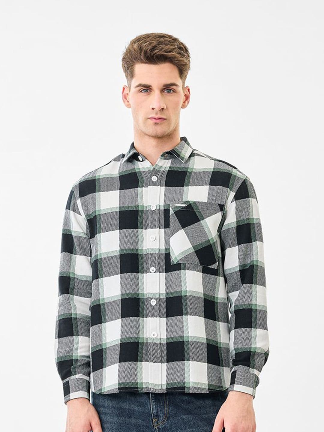 Snitch Checked Cotton Long Sleeves Relaxed Fit Shirt - view 1