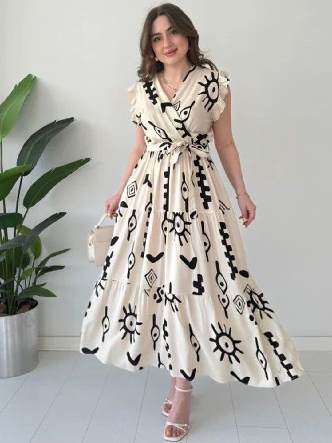 PIMU Print Flutter Sleeve Maxi Dress - view 1