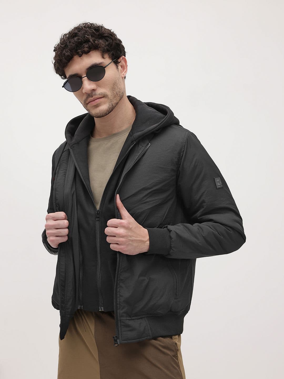 The Roadster Life Co. Bomber Jacket with Detachable Hood - view 1