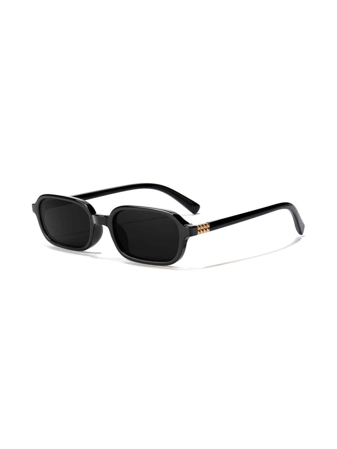 FUNGLASSES Unisex Black Lens & Black Rectangle Sunglasses with - view 1