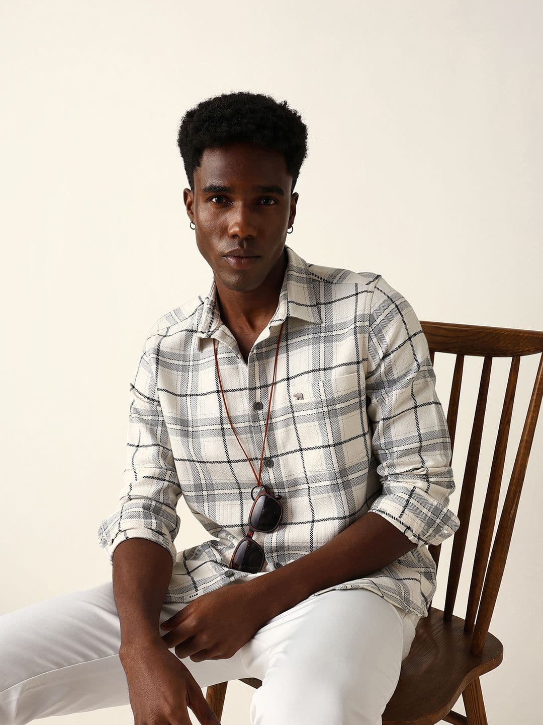 THE BEAR HOUSE Checked Spread Collar Regular Fit Casual Shirt - view 1