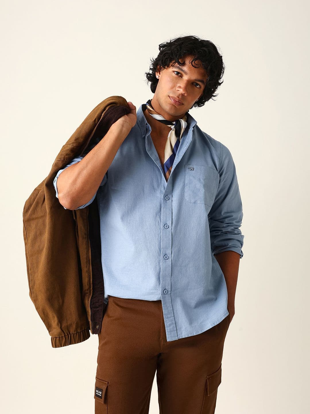 THE BEAR HOUSE Button-Down Collar Regular Fit Pure Cotton Casual Shirt - view 1