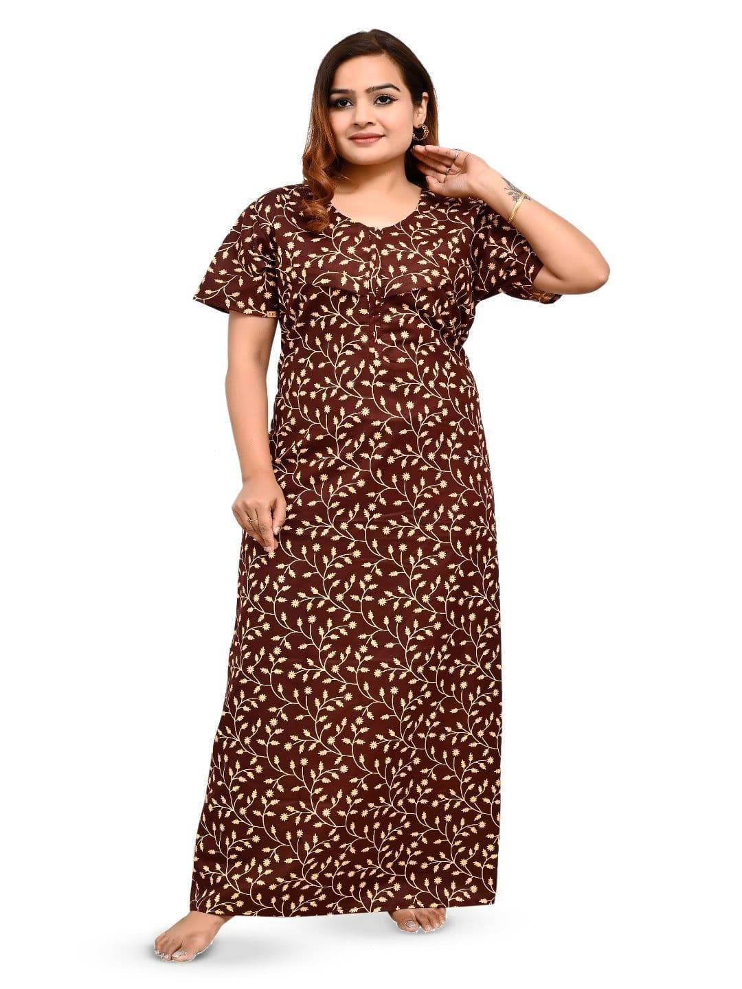 ANKONA Women Floral Printed Pure Cotton Maternity Maxi Feeding Nightdress - view 1