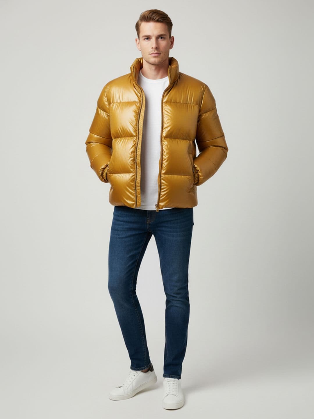 Mast & Harbour Men Puffer Jacket with Patchwork - view 1