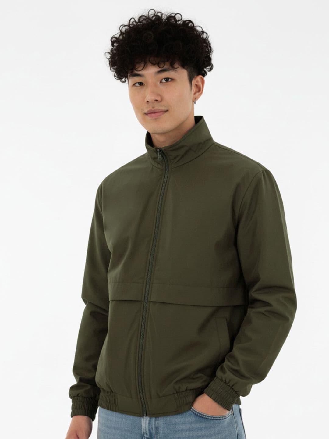glitchez Mock Collar Oversized Windcheater Bomber Jacket - view 1