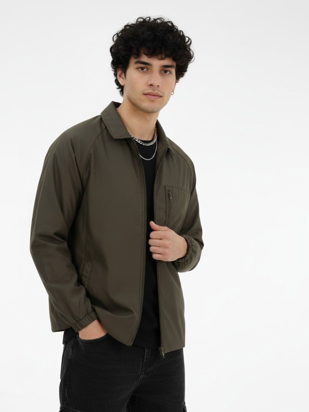 glitchez Spread Collar Windcheater Oversized Fit Tailored Jacket - view 1