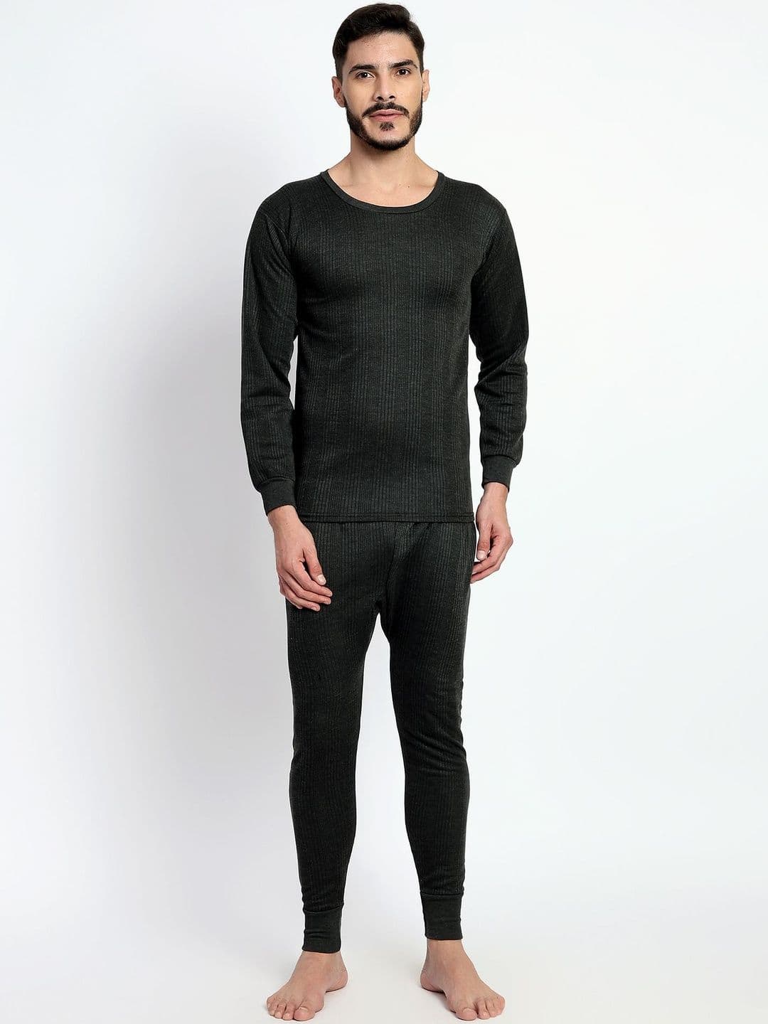 TrybeX Men Round Neck Striped Thermal Set - view 1