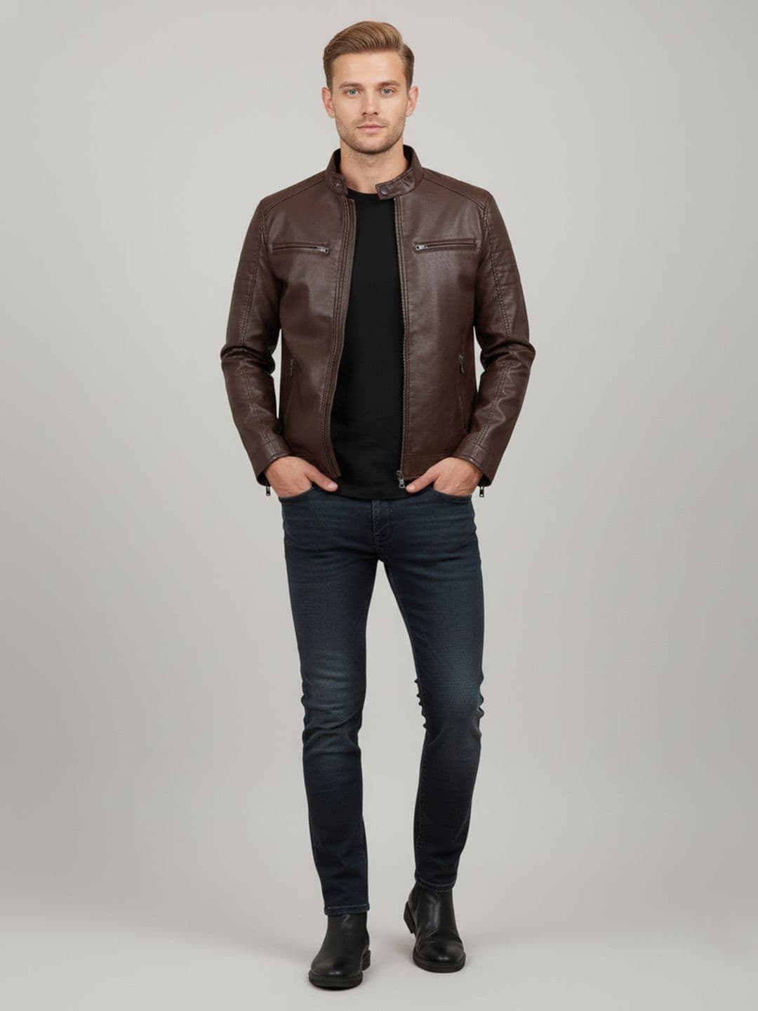 Mast & Harbour Spread Collar Biker Jacket - view 1
