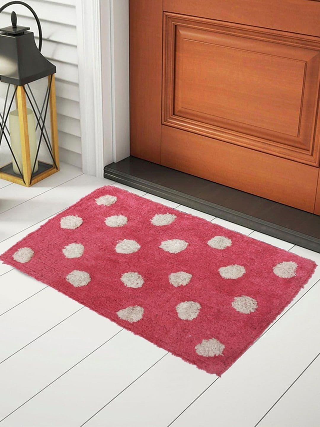 Status Pink Textured Cotton Anti-Skid Doormats- 38 X 58 CM - view 1