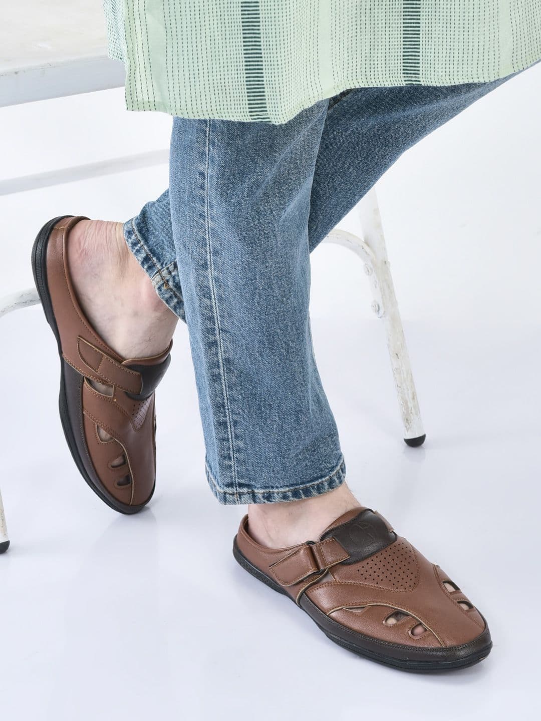 FAUSTO Men Laser Cut Shoe-Style Sandals - view 1