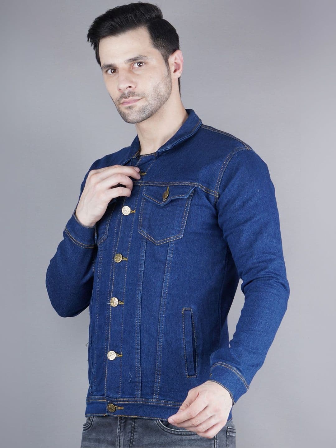 SZN Men Colourblocked Outdoor Denim Jacket with Patchwork - view 1