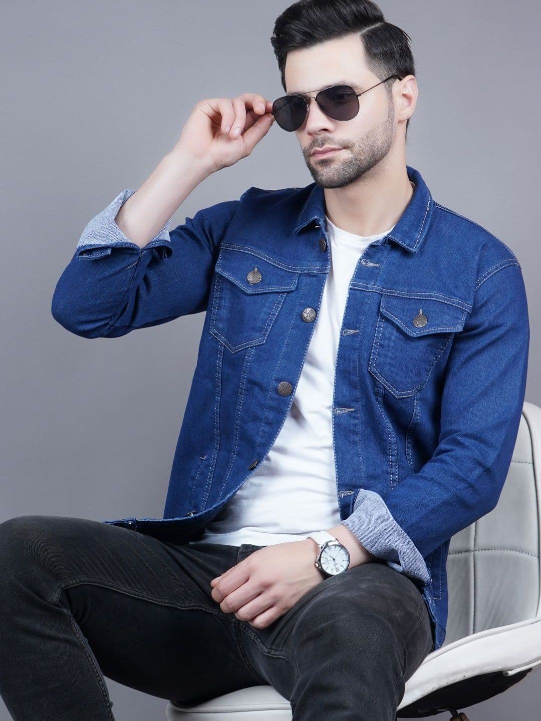 SZN Men Checked Outdoor Denim Jacket - view 1