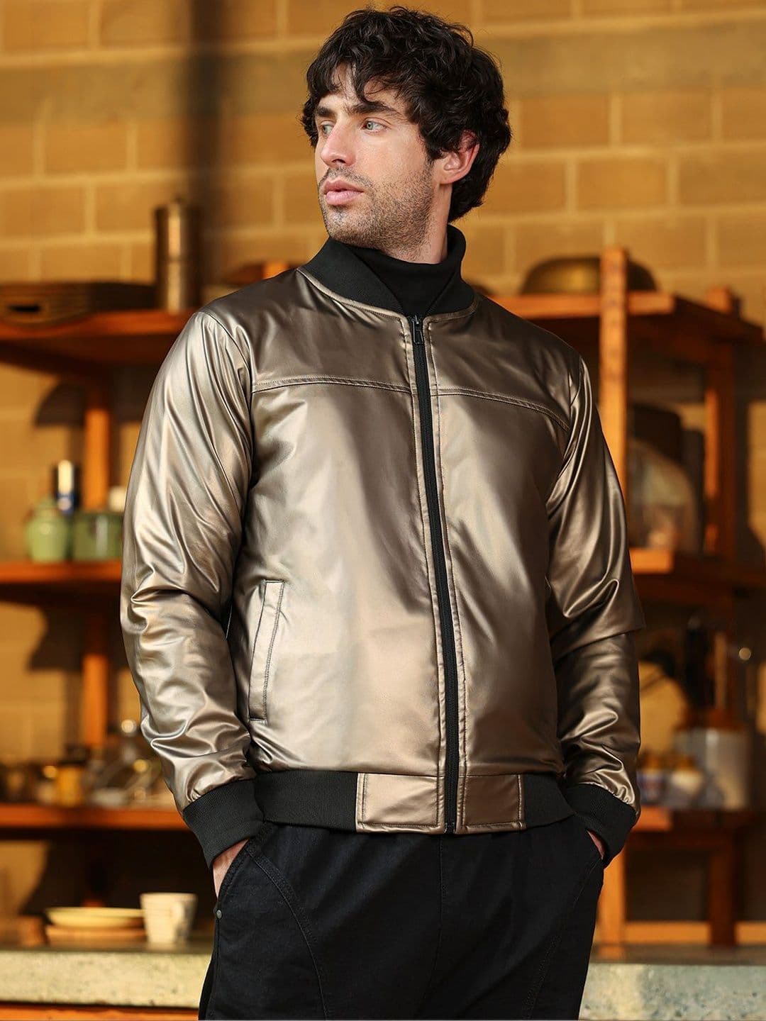 CAHOOT Men Lightweight Biker Jacket with Patchwork - view 1