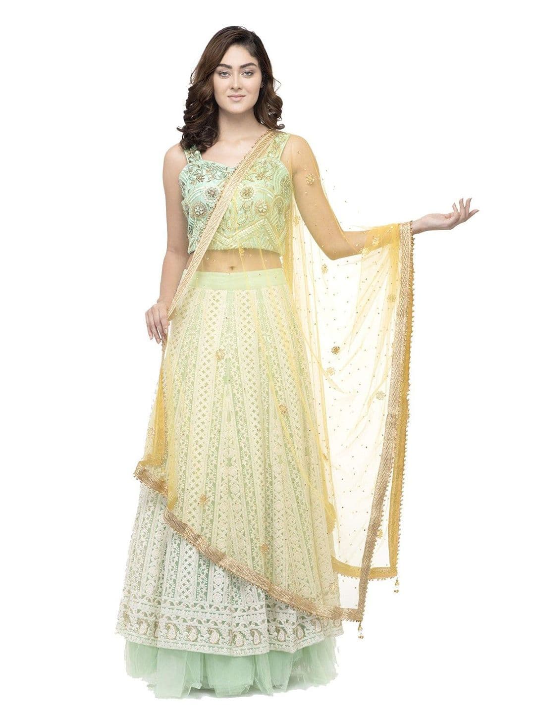 A R SILK DUPATTA HUB Embroidered Beads And Stones Net Dupatta - view 1