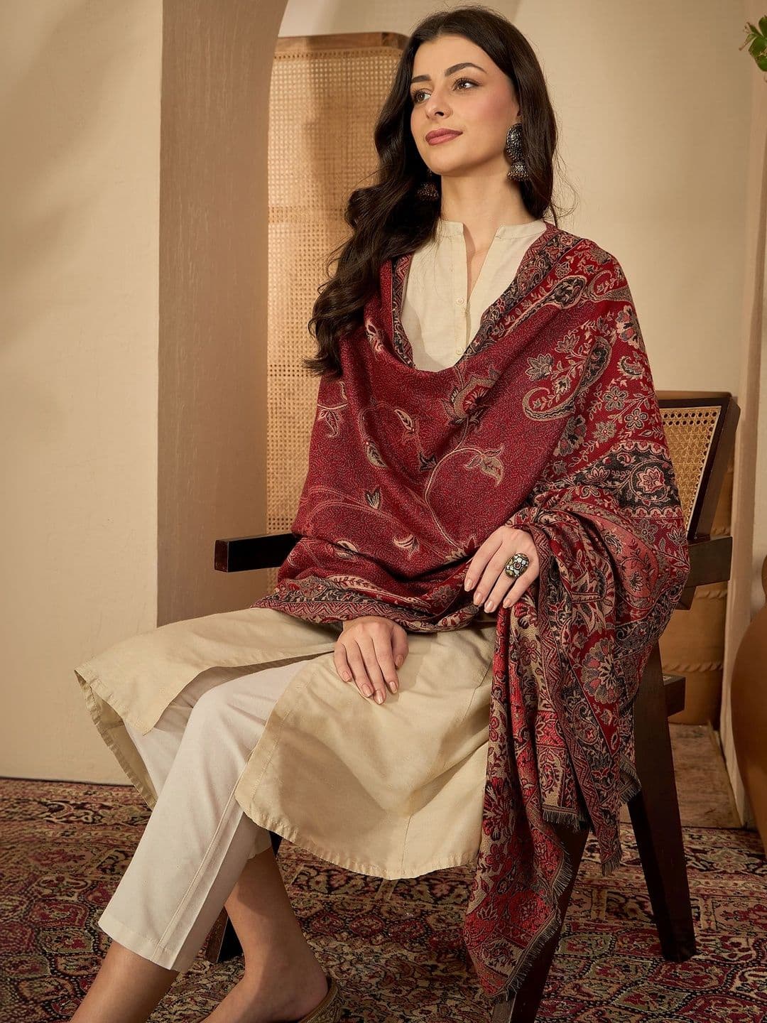 Sangria Paisley Printed Shawl - view 1