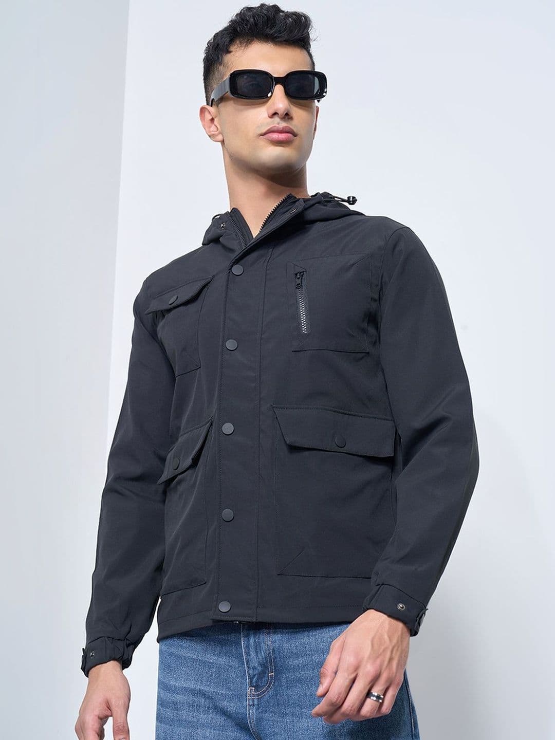 SF JEANS by Pantaloons Men Hooded Solid Parka Jacket - view 1