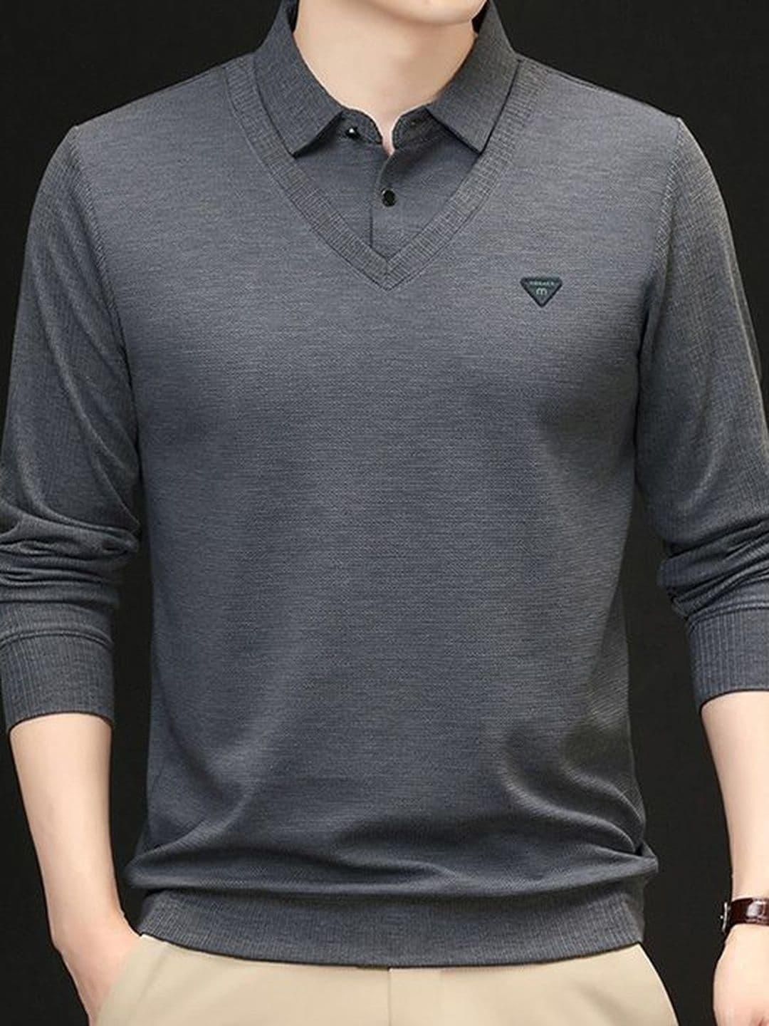 StyleCast x Revolte Men V-Neck Raw Edge T-shirt - view 1