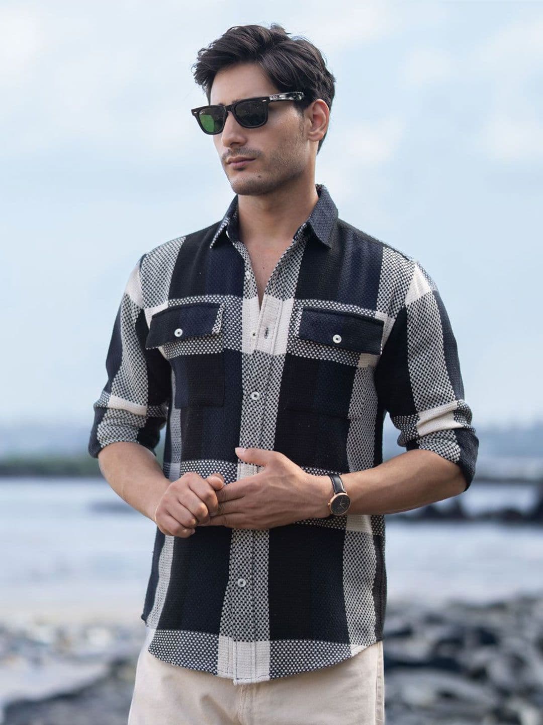 Powerlook Structured Checks Checked Cotton Long Sleeves Shirt - view 1