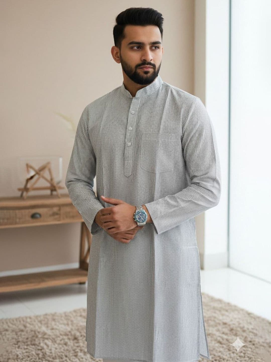 Adnika collection Men Striped Kurta - view 1