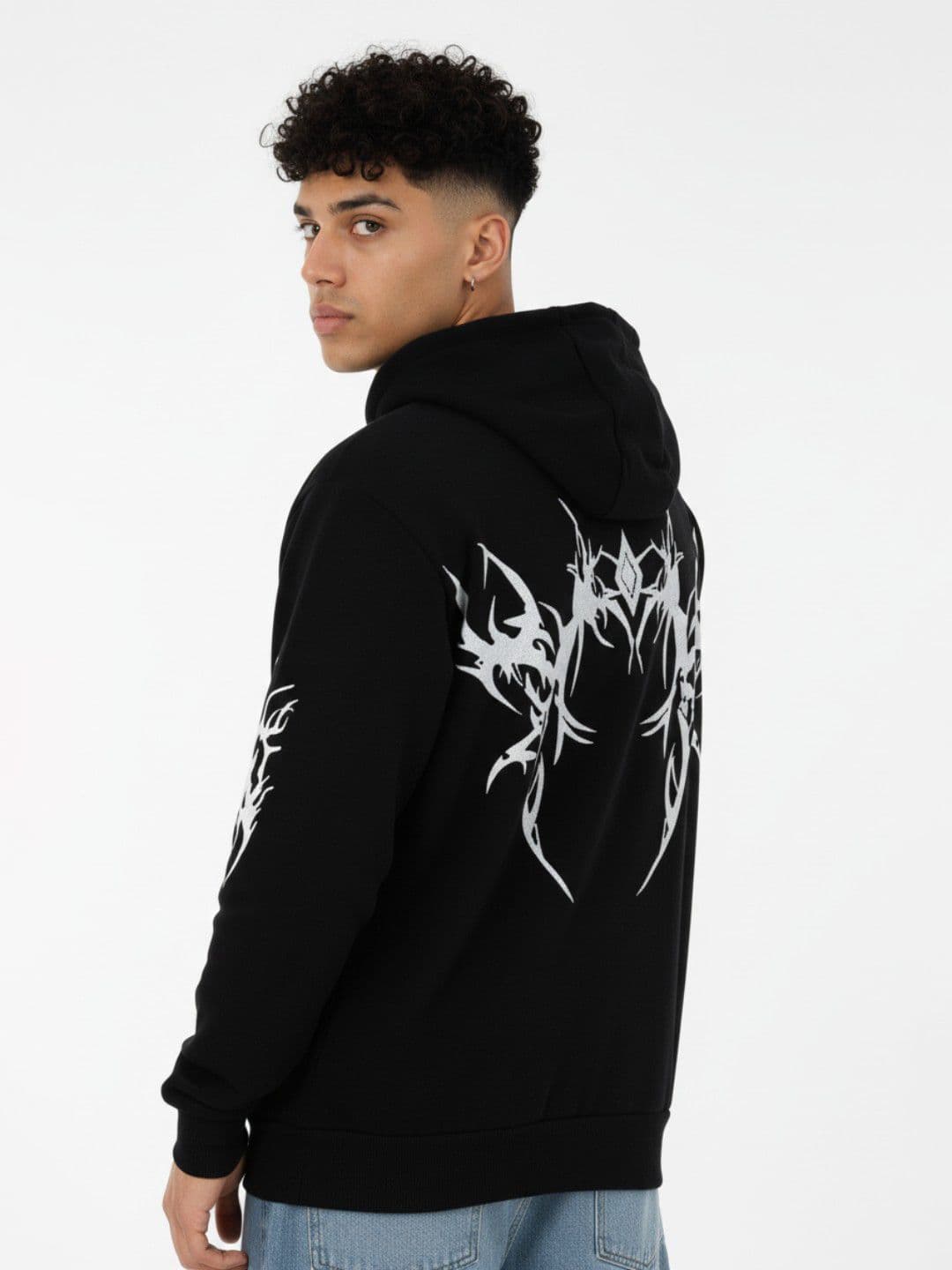 glitchez Abstract Printed Hooded Sweatshirt - view 1