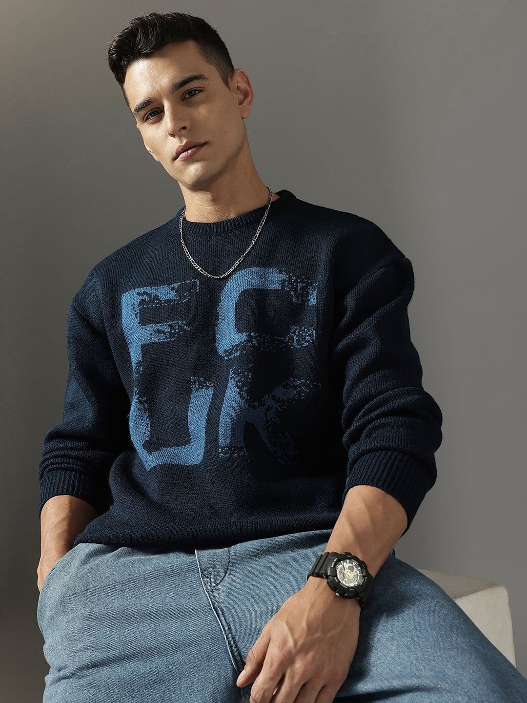 FCUK Brand Logo Printed Pullover Sweater - view 1