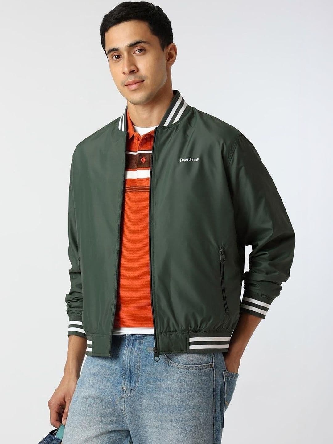 Pepe Jeans Stand Collar Long Sleeves Cotton Varsity Jacket - view 1