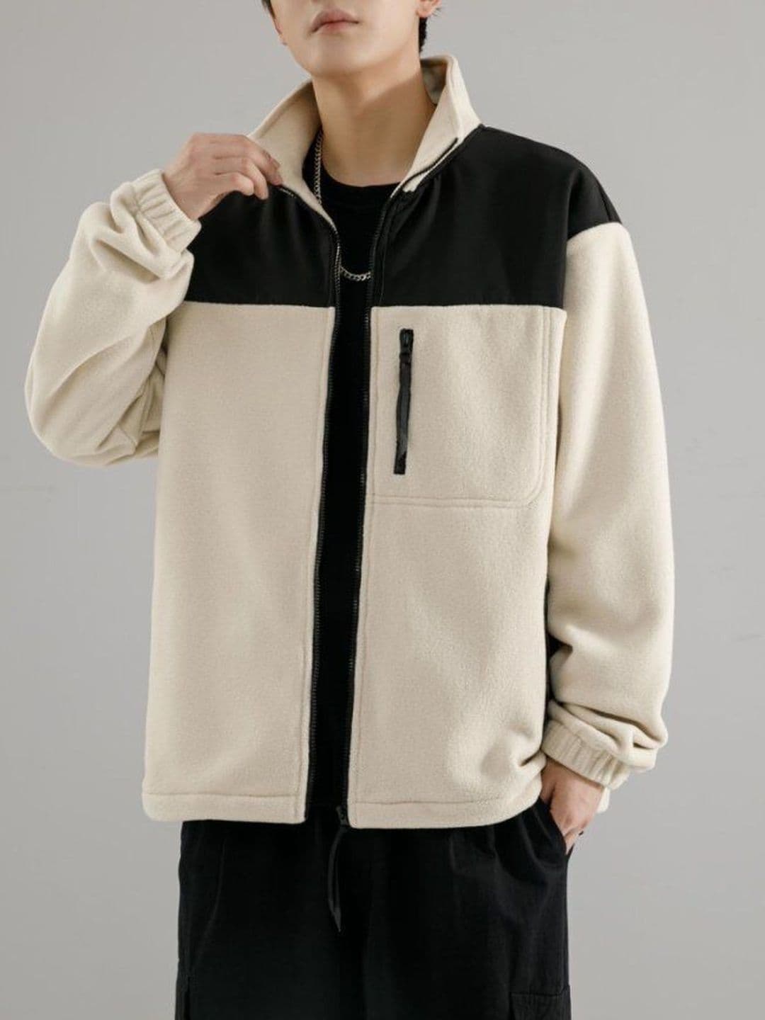 Mast & Harbour Stand Collar Colourblocked Longline Sporty Jacket With Patchwork - view 1