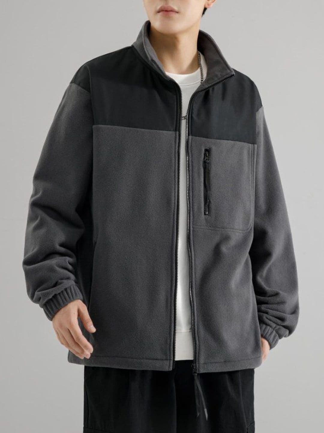 Mast & Harbour Stand Collar Colourblocked Longline Sporty Jacket With Patchwork - view 1