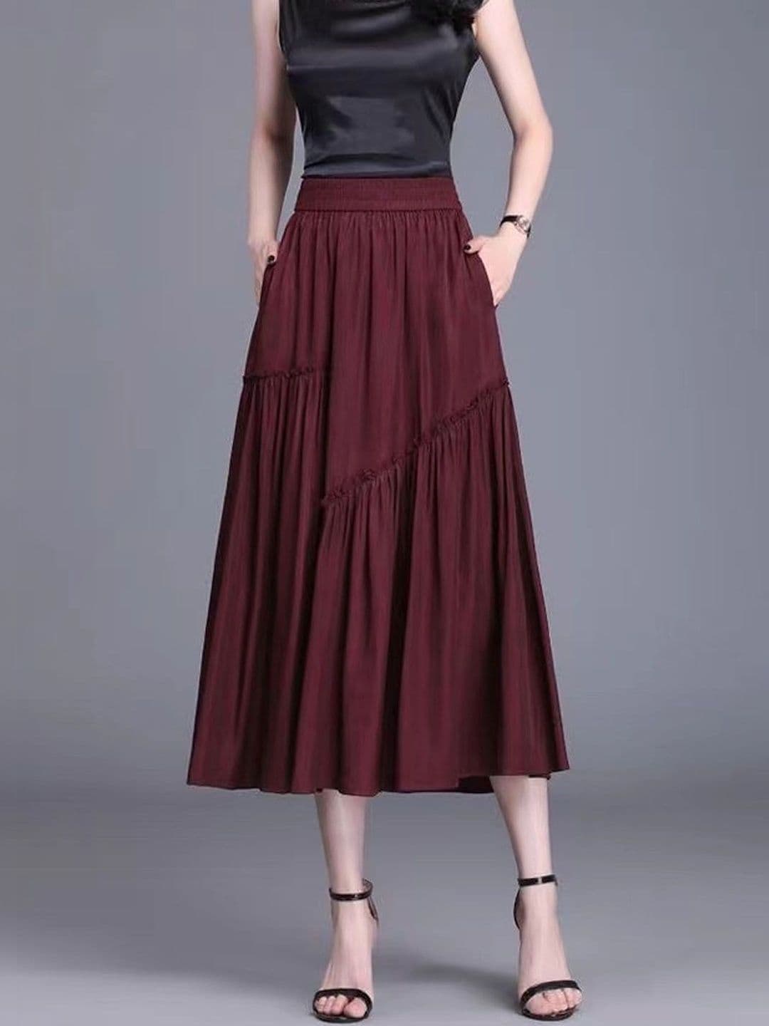 StyleCast Opaque Flared Midi Skirt - view 1