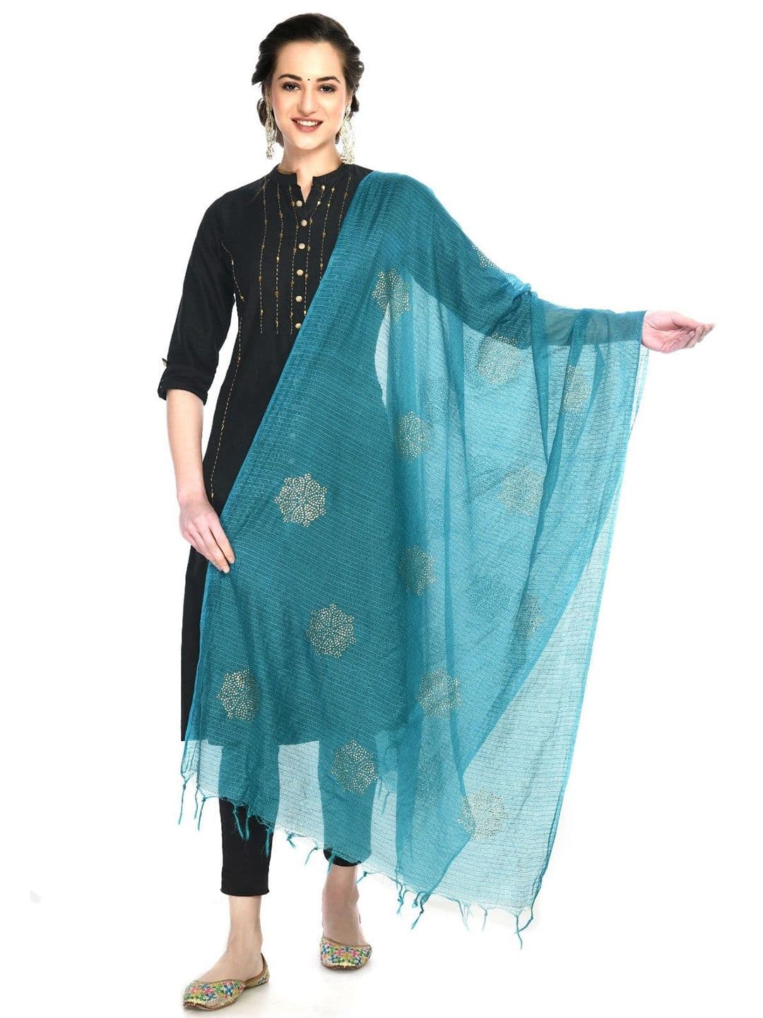 A R SILK DUPATTA HUB Woven Design Dupatta with Mirror Work - view 1