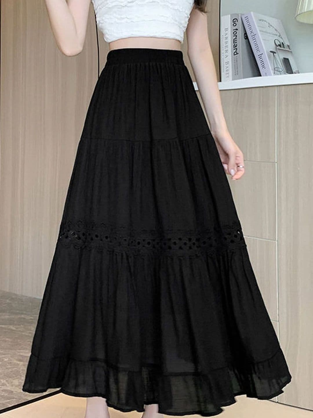 StyleCast Trendy Gathered Or Pleated Opaque Flared Midi Skirt - view 1