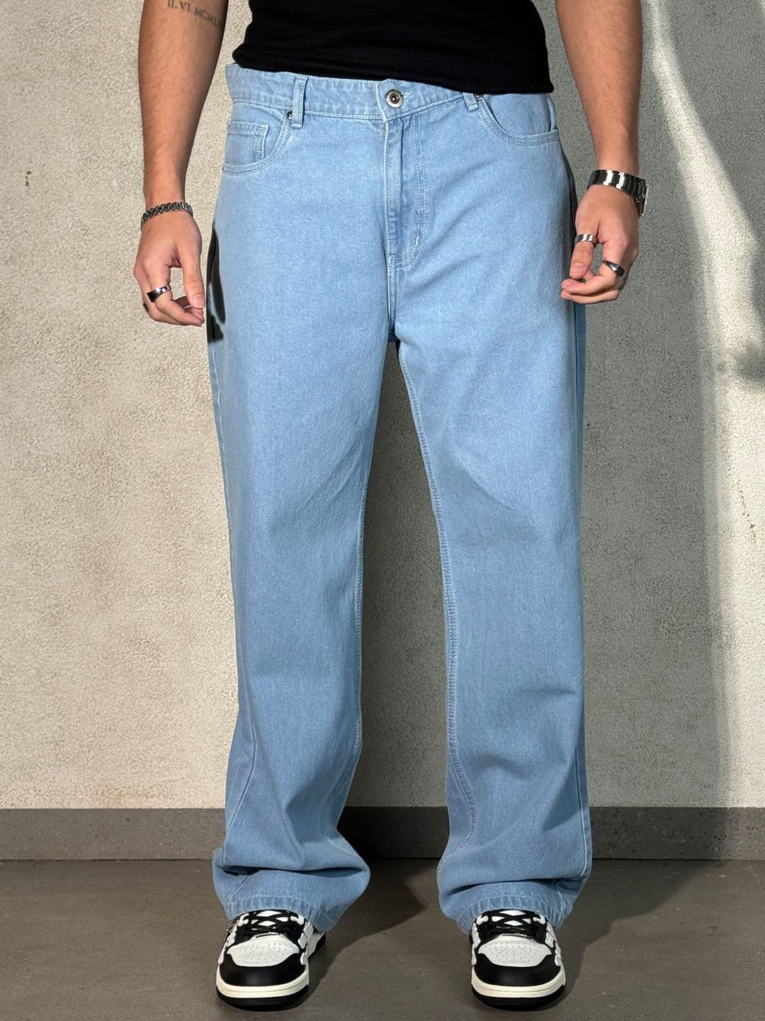 Off Duty India Men Slate Blue Baggy Fit Rigid jeans - view 1