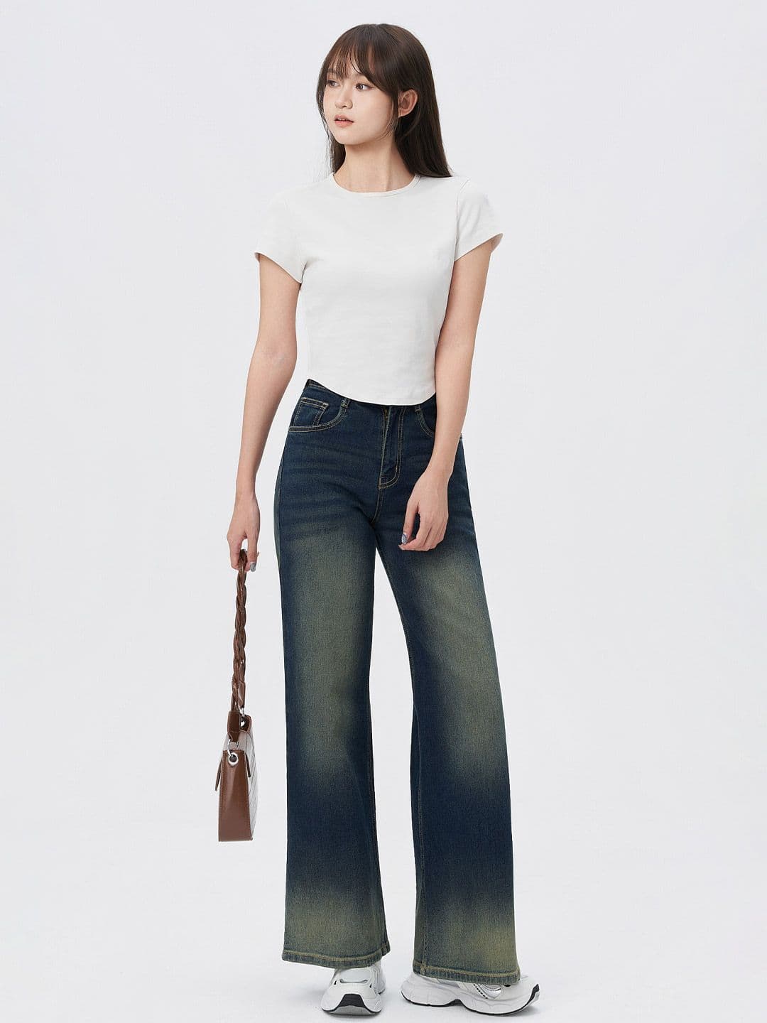 Off Duty India Sun Burst Blue Low Distress Light Fade High-Rise Wide Leg Jeans - view 1