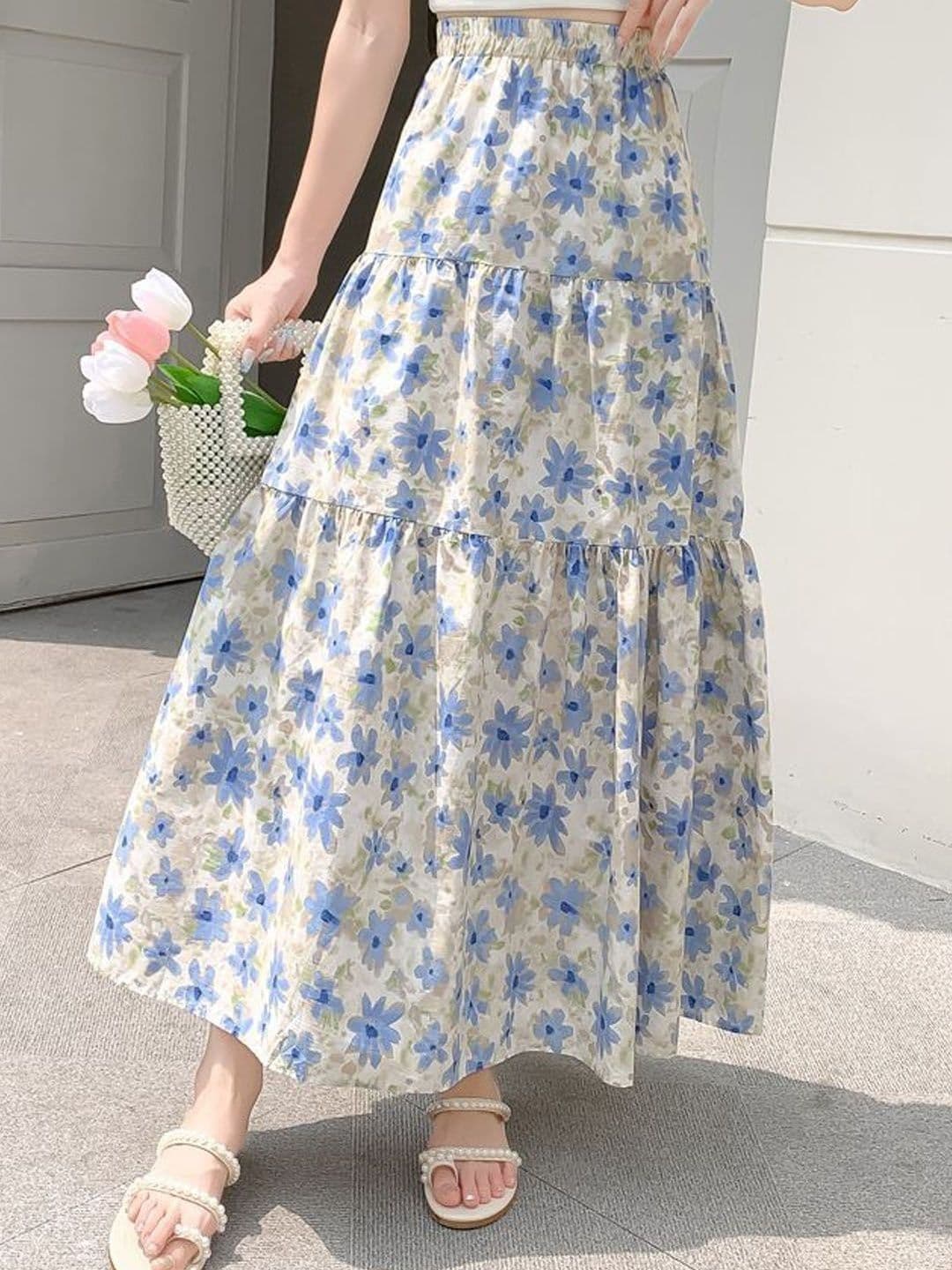 StyleCast Printed Maxi Trendy Flared Skirt - view 1