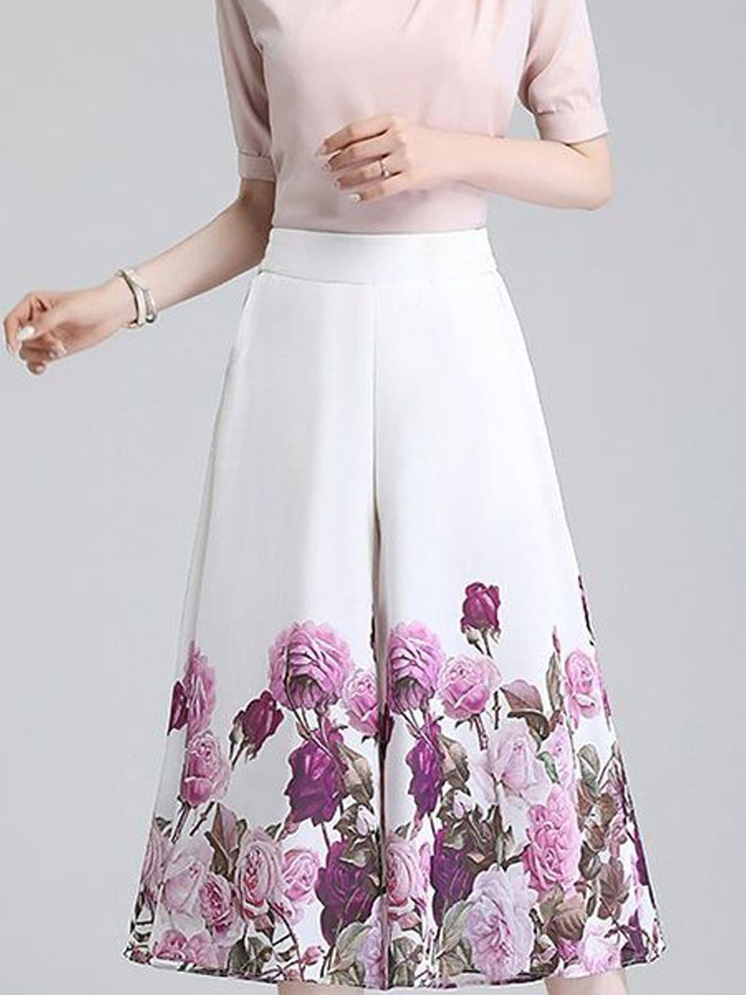 StyleCast Floral Printed Midi Skirt With Elastic Waistband - view 1