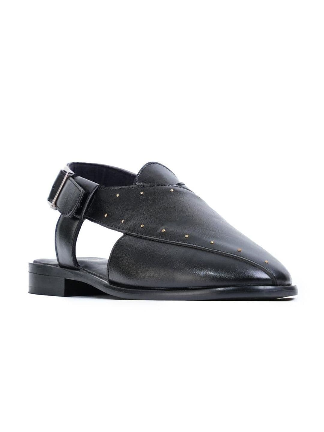 MONKSTORY Men Black Studded Nawabi Shoe-Style Sandals - view 1