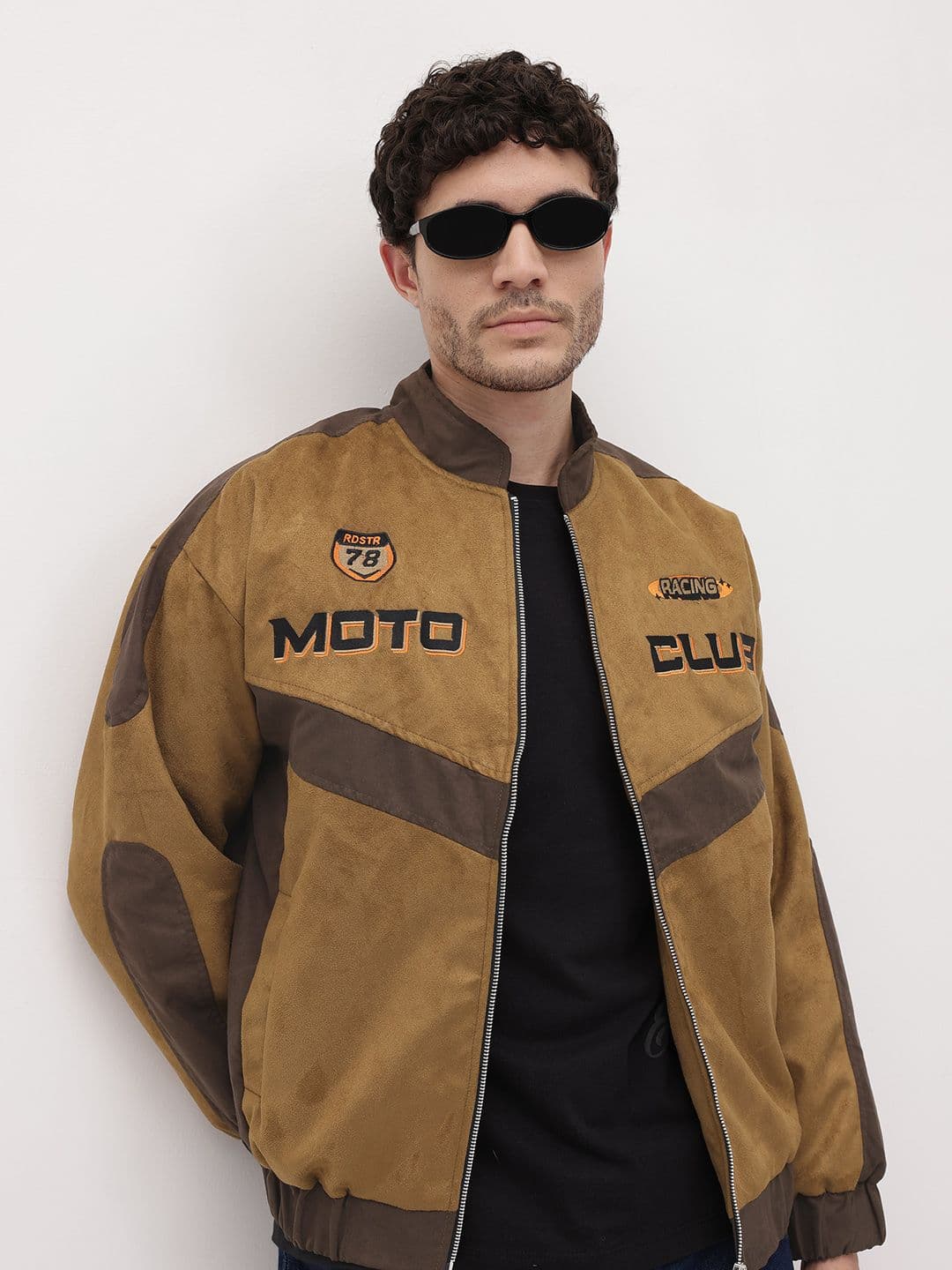 The Roadster Life Co. Typography Embroidered Suede Padded jacket - view 1