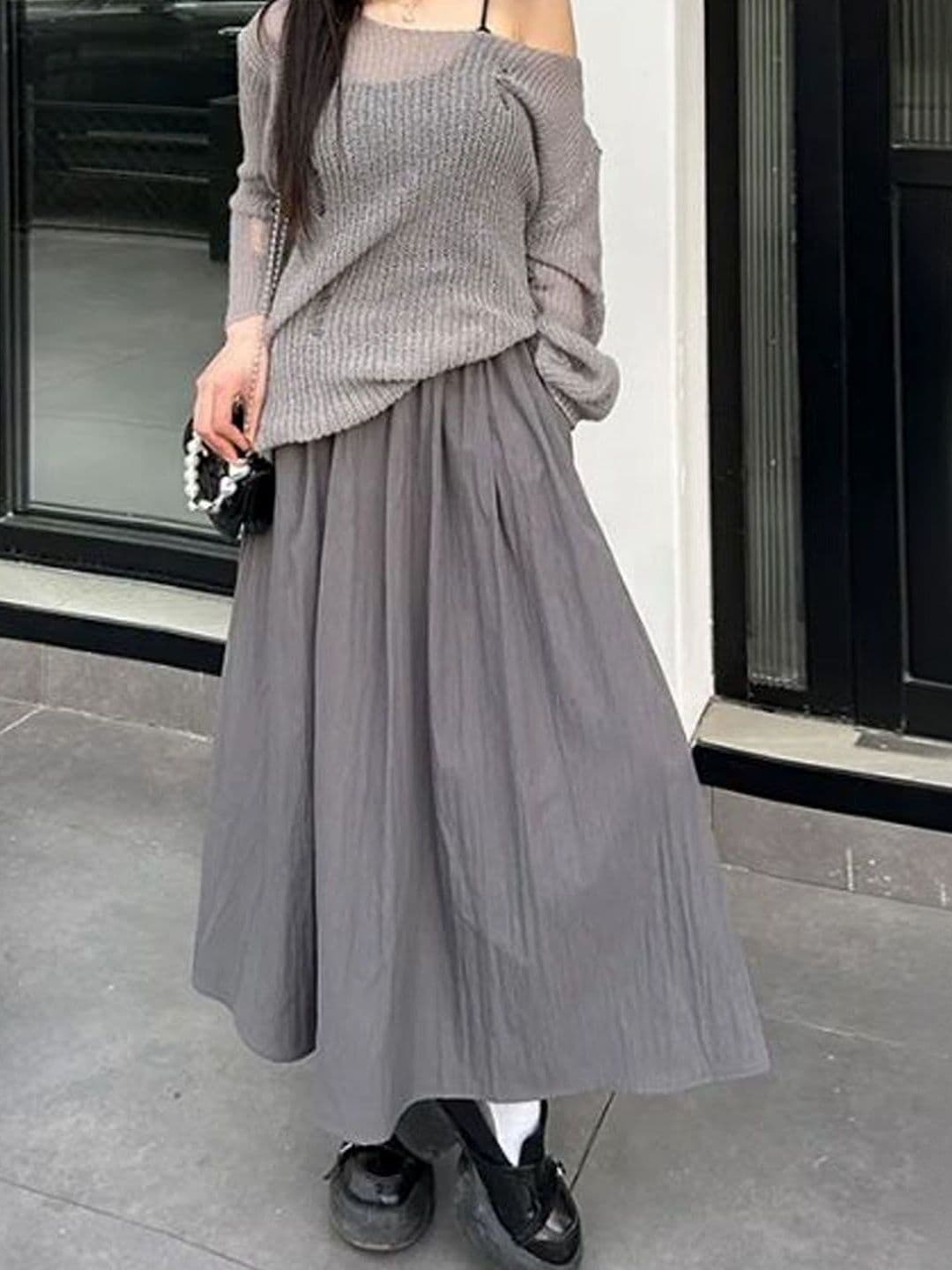 StyleCast Trendy Gathered Or Pleated Opaque Flared Maxi Skirt - view 1
