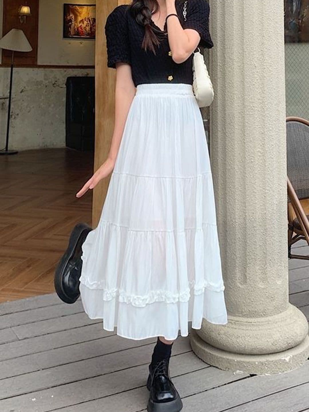 StyleCast Layered Midi Trendy Flared Skirt - view 1