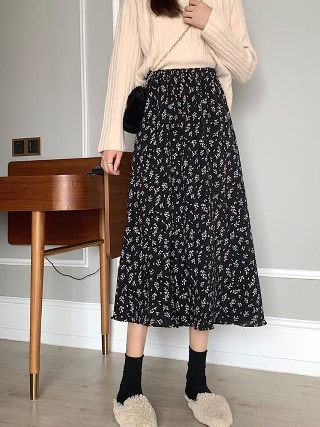 StyleCast Printed Midi Trendy Flared Skirts - view 1