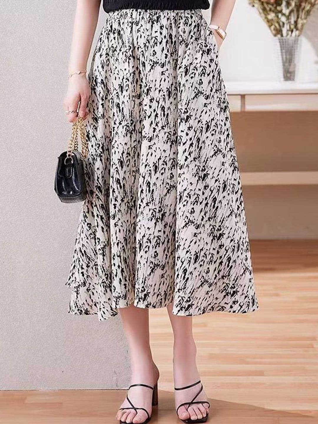 StyleCast Abstract Printed Opaque Flared Midi Skirt - view 1