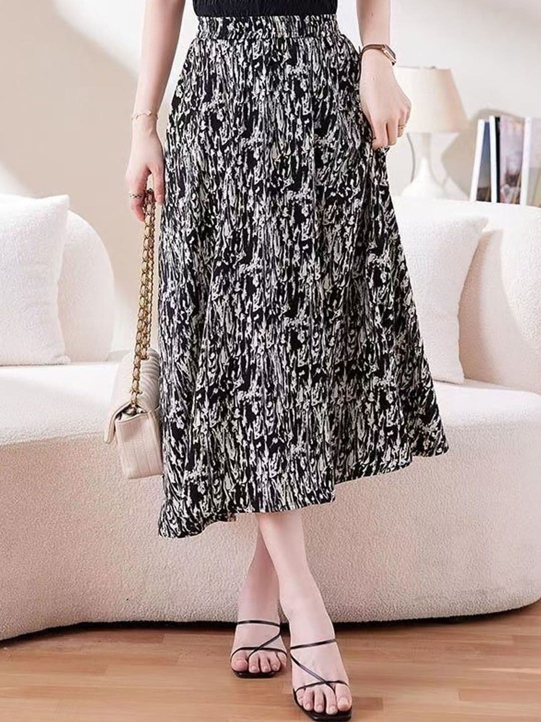StyleCast Abstract Printed Opaque Flared Midi Skirt - view 1