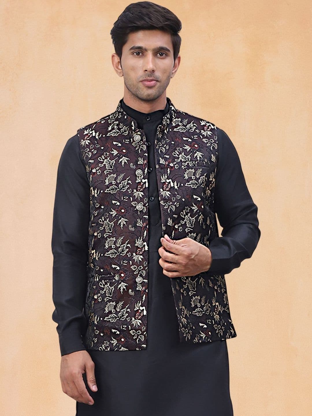 Jompers Men Embellished Mandarin Collar Nehru Jacket - view 1