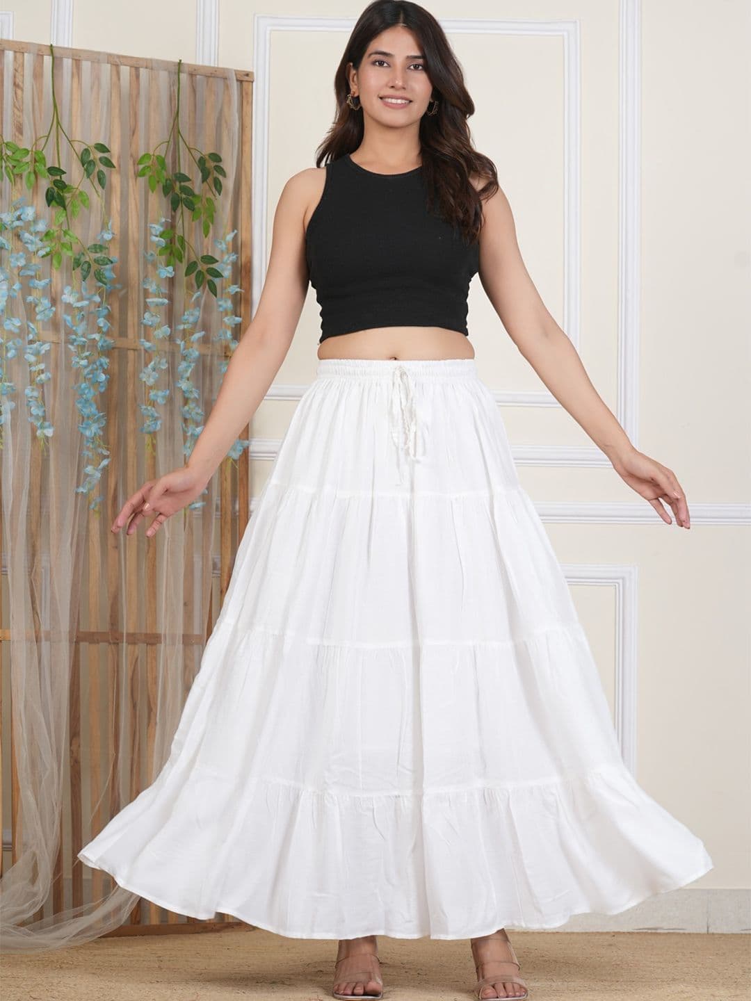 SLF INDIA Women Tired Maxi-Length Flared Skirts - view 1